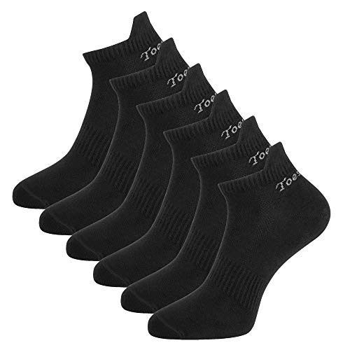 Toes&Feet 6 Pairs Black Men Anti Odor Low Cut Socks No Smelly Running Sock for Athletes Feet, Size 6-12
