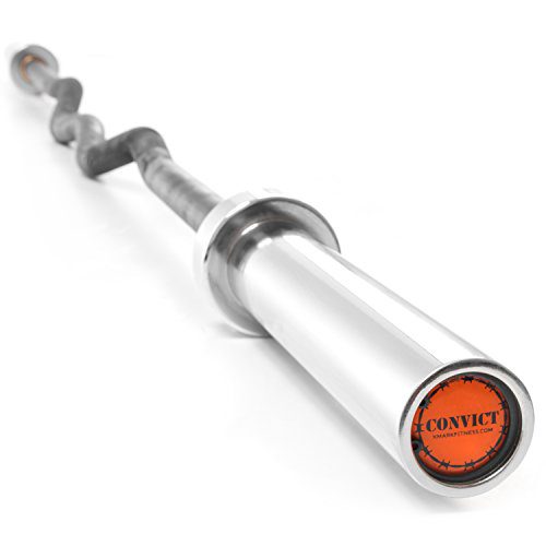 XMark Convict 6' Rackable Olympic Curl Bar with Chrome Sleeves, Brass Bushings, Medium Knurling and 400 lb. Wgt Capacity, Use with Squat Rack, Olympic Bench, Bicep Curl and Triceps Bar Exercises