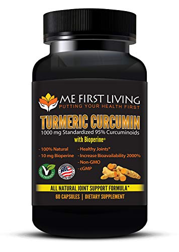 Turmeric Curcumin 1000mg 95% Curcuminoid, Bioperine (Black Pepper Extract) 10mg, 19x More Potent Than Others, Increased Absorption, Non-GMO, Organic Turmeric, Vegan, Gluten Free, 60 Capsules