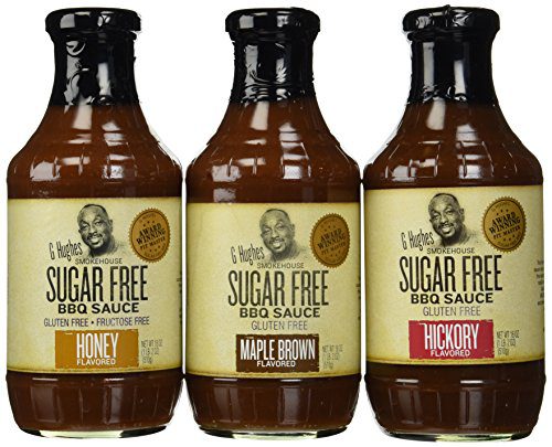 G Hughes Smokehouse Sugar Free BBQ Sauce 18oz Glass Bottle (Pack of 3) Select Flavor Below (Sampler Pack - 1 each of Hickory Maple Brown & Honey)