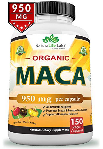 Organic Maca Root Black, Red, Yellow 950MG per capsule 150 vegan capsules Peruvian Maca Root Gelatinized 100% Pure Non-GMO supports Reproductive Health Natural Energizer