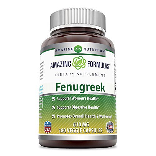 Amazing Formulas Fenugreek Seed Supplement - 610 mg Capsules Made With Pure Seed Extract - 180 Capsules Per Bottle - All Natural Supplements To Support Womens Health,