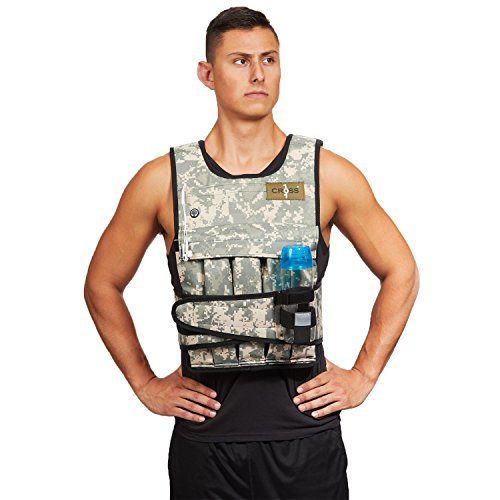 Cross 101 Adjustable Weighted Vest, 40 lbs (Camouflage) With Phone Pocket & Water bottle holder
