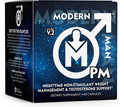 Modern Man PM Fat Burner - Sleep Aid, Weight Loss & Testosterone Booster for Men, Best Night Time Metabolism Booster & Caffeine Free Sleep Supplement | Burn Belly Fat & Build Lean Muscle, 60 Pills