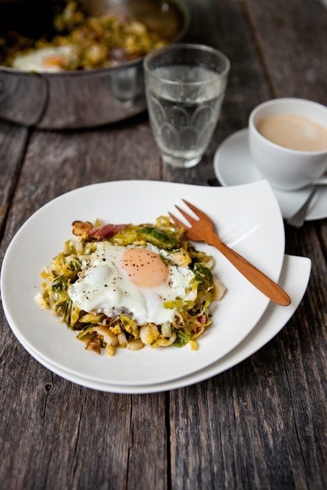 Brussels Sprouts Breakfast Hash with Eggs