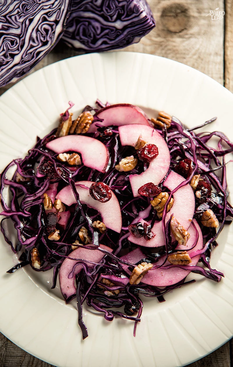 Red Cabbage, Cranberry, And Pecan Slaw