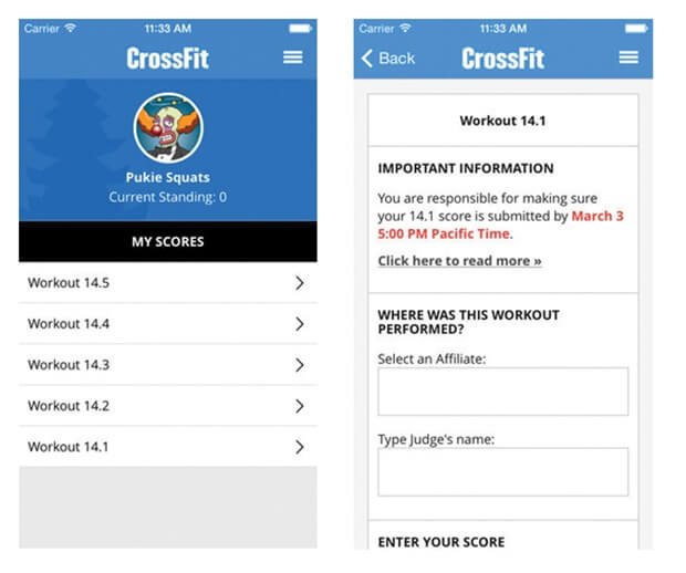 crossfit games app screenshot